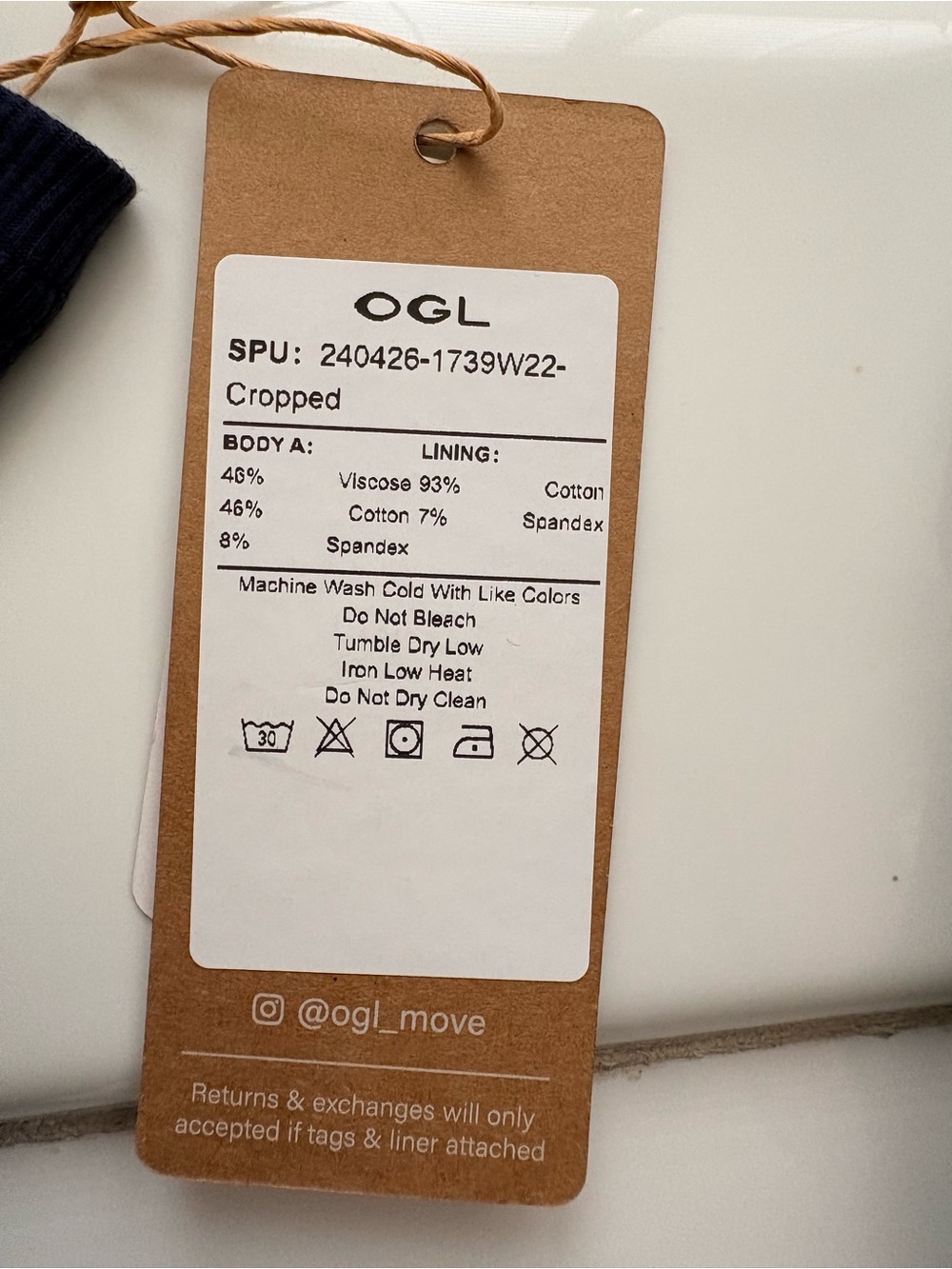 OGL Navy Blue Square Neck Rib Tank - Picture 3 of 10